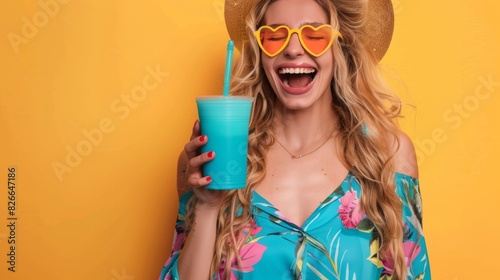 Woman with Heart-shaped Sunglasses photo