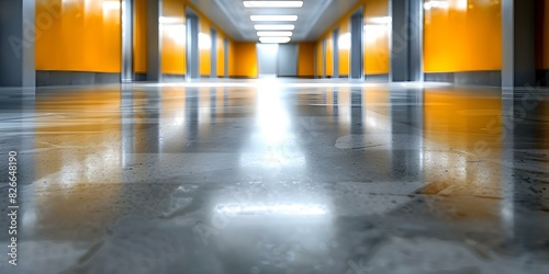Glistening spotless background floor perfectly organized and hygienic pleasingly clean. Concept Hygienic Cleanliness, Spotless Floor, Organized Space, Glistening Background, Pristine Environment photo
