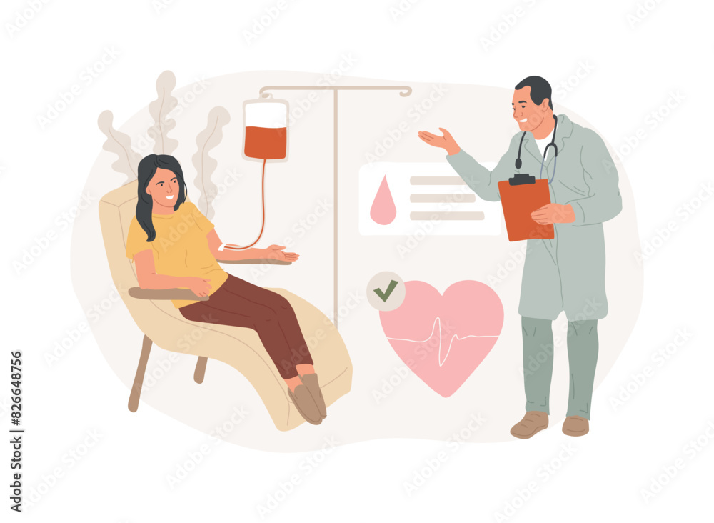 Blood donation isolated concept vector illustration.