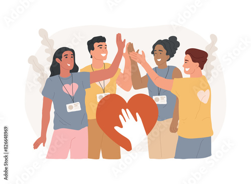 Supporting volunteering isolated concept vector illustration.