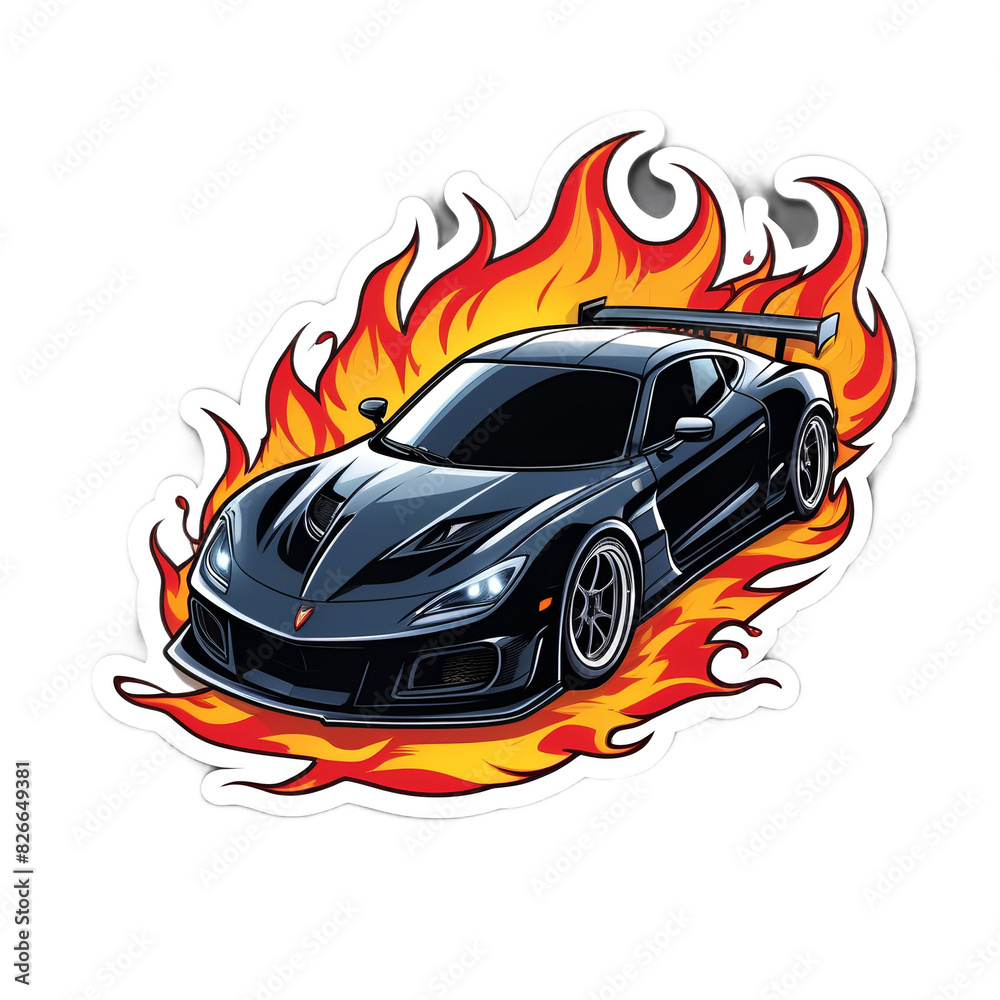 Fototapeta premium drag racing car on black background for poster, t-shirt print, business element, social media content, blog, sticker, vlog, and card
