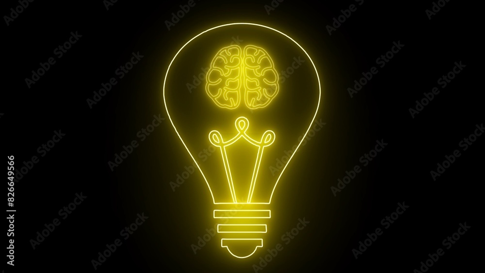 The human brain combined with an electric light bulb. A glowing light bulb that have a glowing human brain inside. Symbol for creative and thinking idea concept. The human brain combined with an electric light bulb. A glowing light bulb that have a glowing human brain inside. Symbol for creative and thinking idea concept.
