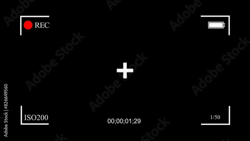 illustrated frame of a video camera screen in 4k resolution on a black background.
