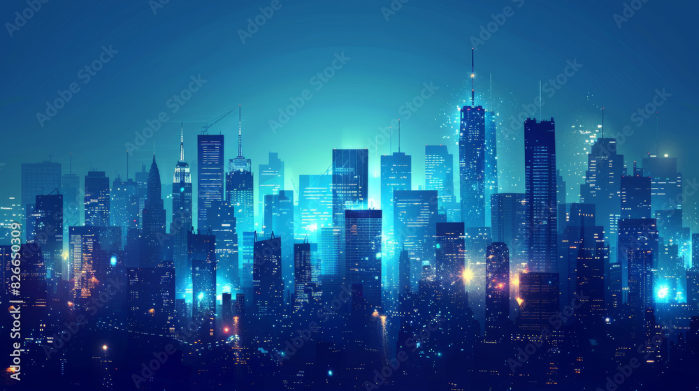 Obraz premium abstract city skyline in the night