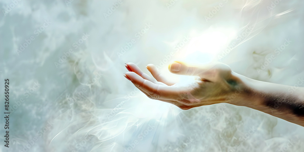 hand of a person giving healing, ai generated. hand of a person giving healing, ai generated.