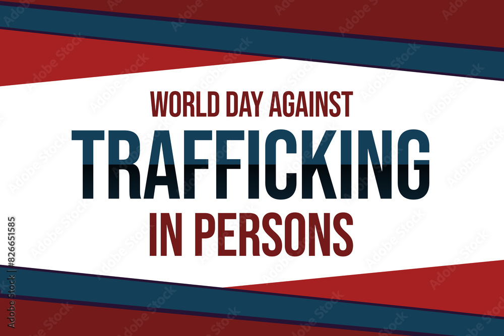 World Day Against Trafficking In Persons July 30 with traditional border design on the white Background World Day Against Trafficking In Persons July 30 with traditional border design on the white Background