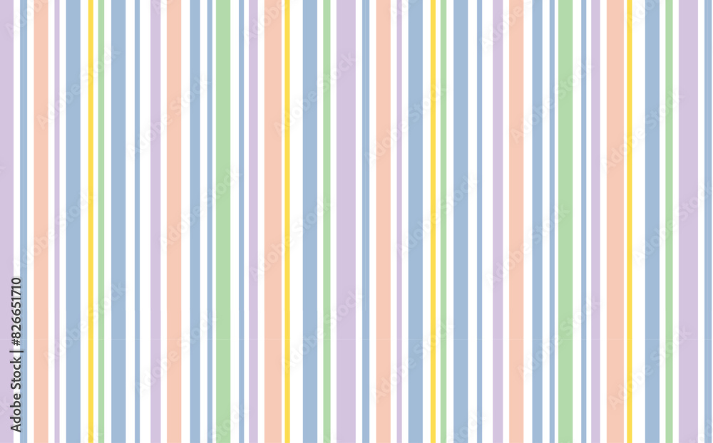 Seamless pattern of vertical pastel colours stripes on white background. Simple vector design for textiles, wallpapers, and prints. 