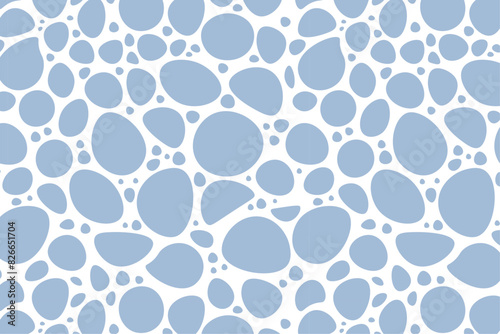 Seamless pattern of light blue blobs on a white background. Organic shapes vector design for textiles, wallpapers, and prints.