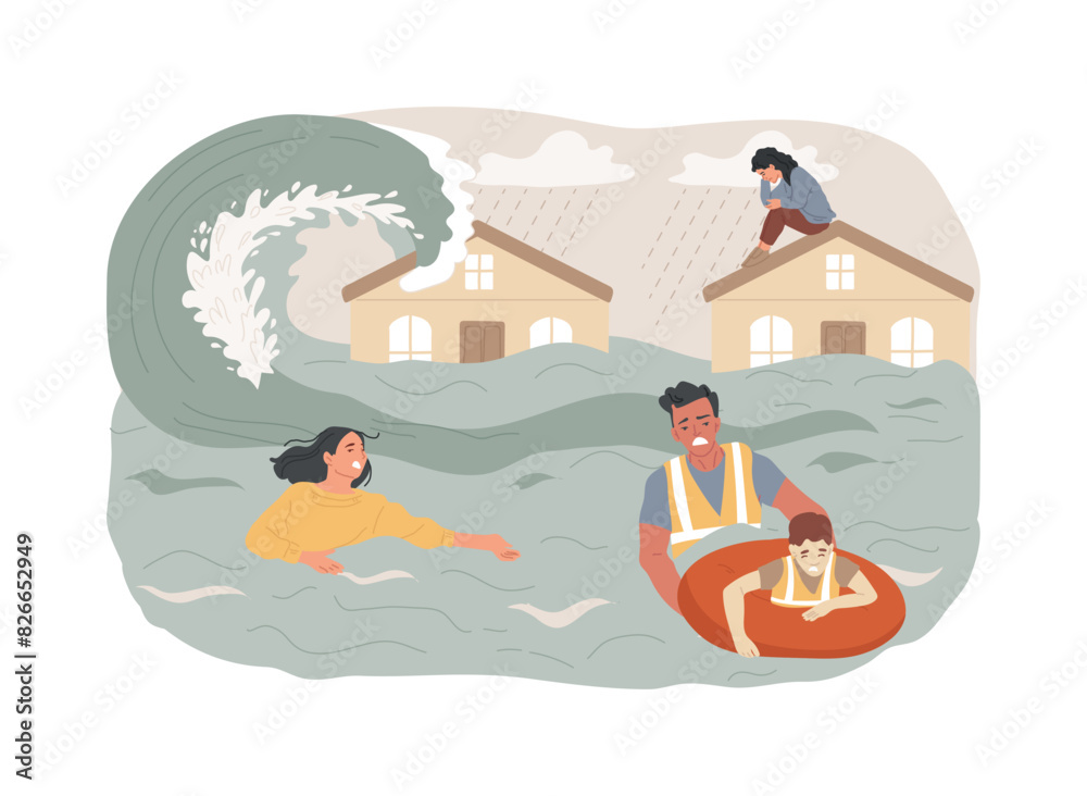 Fototapeta premium Flood isolated concept vector illustration.