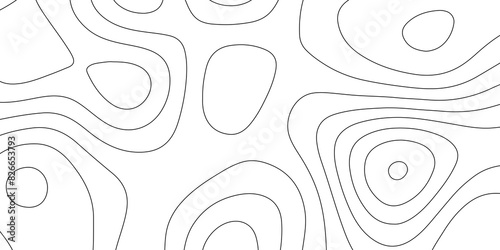Black and white abstract topographic contours map background, topographic map and landscape terrain texture grid outline cartography landscape white wave paper curved reliefs abstract background.