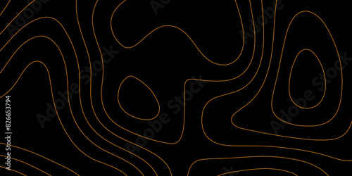 White line abstract topographic contours map background, topographic map and landscape terrain texture grid outline cartography landscape white wave paper curved reliefs abstract black background.