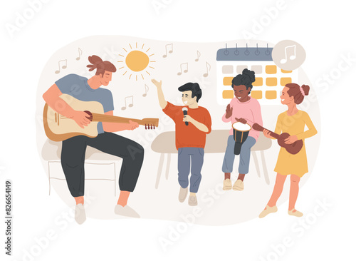 Musical camp isolated concept vector illustration.