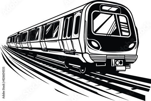 High speed train silhouette vector on white background with train llogo design High speed rail icon