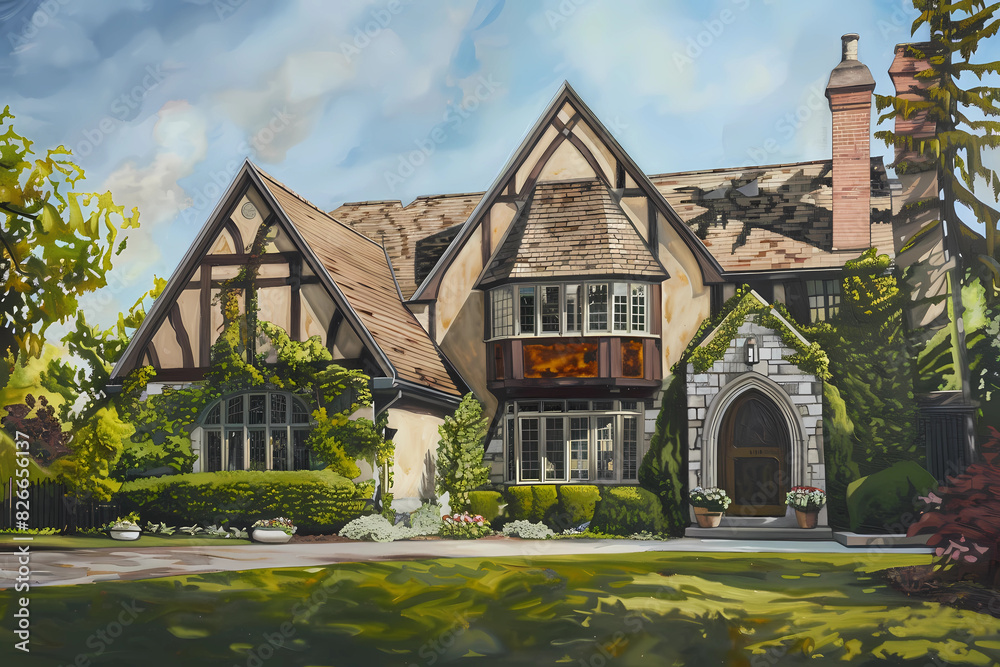 tudor-style-house-encaustic-painting-originated-in-england-in-the
