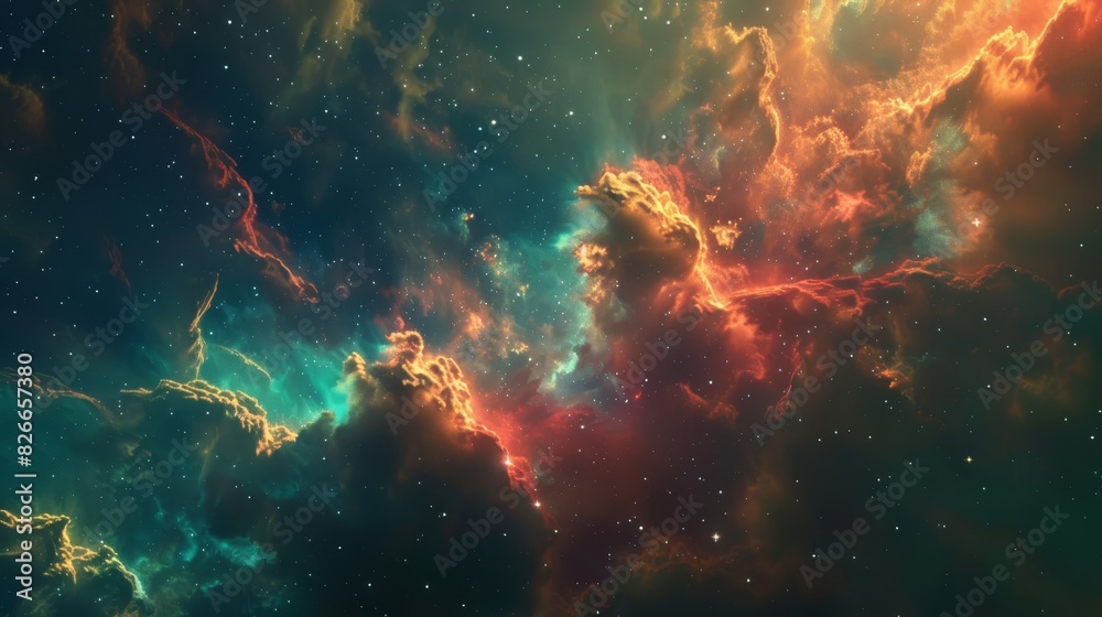 Obraz premium Vibrant Nebula with Stars: Cosmic Fantasy