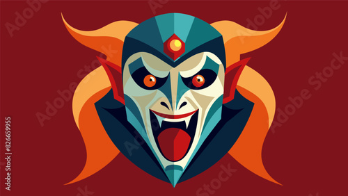 A theatrical mask with exaggerated features and colors reflecting the dramatic and theatrical side of ones personality.. Vector illustration