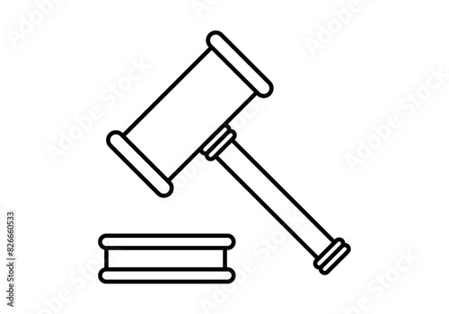 Icono negro de martillo de un juez.