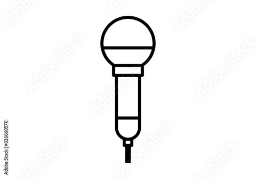 Icono negro de micrófono en fondo blanco.