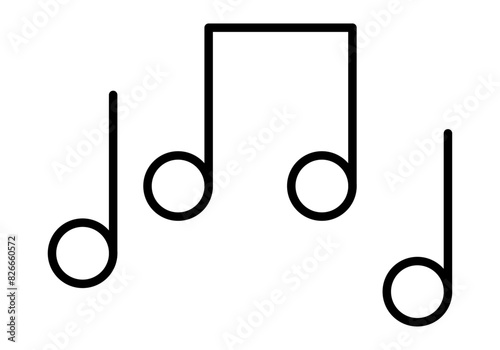Icono negro de notas musicales en fondo blanco. photo