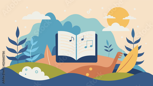 A peaceful atmosphere as soft music plays in the background allowing participants to focus and immerse themselves in the art of Bible handwriting.. Vector illustration