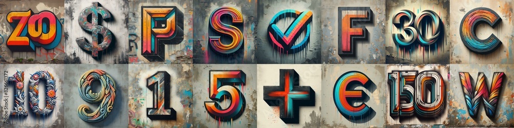 Graffiti style Lettering Typeface. AI generated illustration