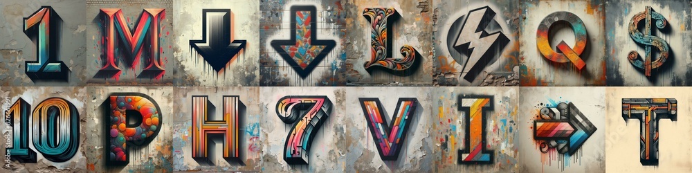 Obraz premium Graffiti style Lettering Typeface. AI generated illustration