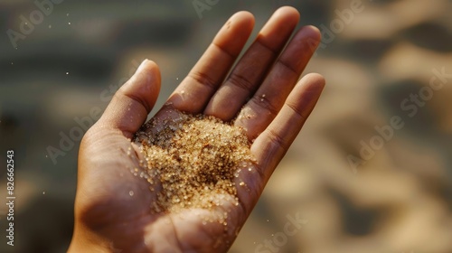 Fototapeta Naklejka Na Ścianę i Meble -  Grains of sand held in a hand