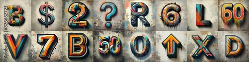 Graffiti style Lettering Typeface. AI generated illustration photo
