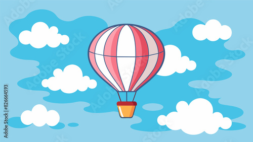 A whimsical doodle of a hot air balloon floating a clouds inspiring the viewer to let their thoughts rise and drift away.. Vector illustration