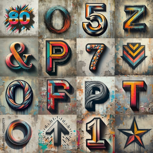 Graffiti style Lettering Typeface. AI generated illustration