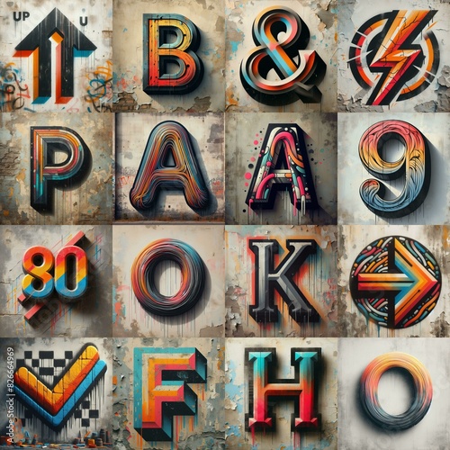 Graffiti style Lettering Typeface. AI generated illustration