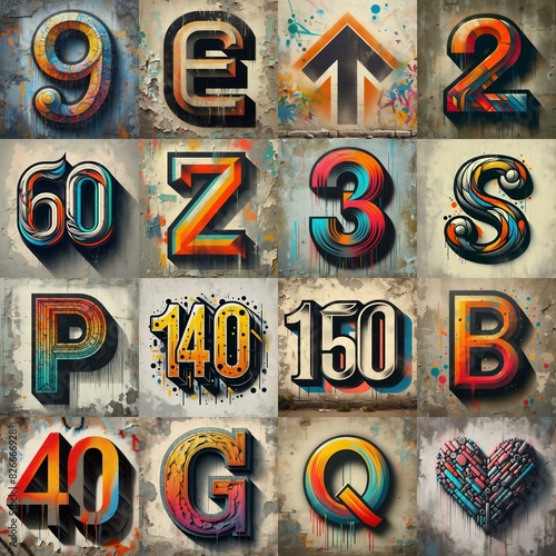 Graffiti style Lettering Typeface. AI generated illustration