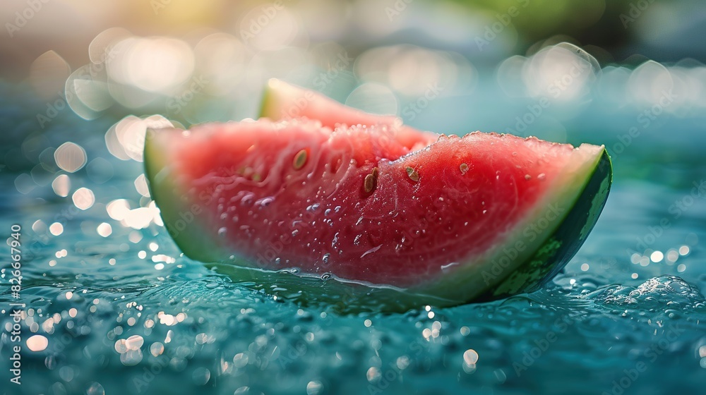 Juicy slices of watermelon. Red watermelon, fresh fruit. Created with Generative AI Juicy slices of watermelon. Red watermelon, fresh fruit. Created with Generative AI