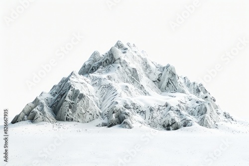 A mountain covered in snow. The mountain is very tall and has a very rocky surface © vefimov