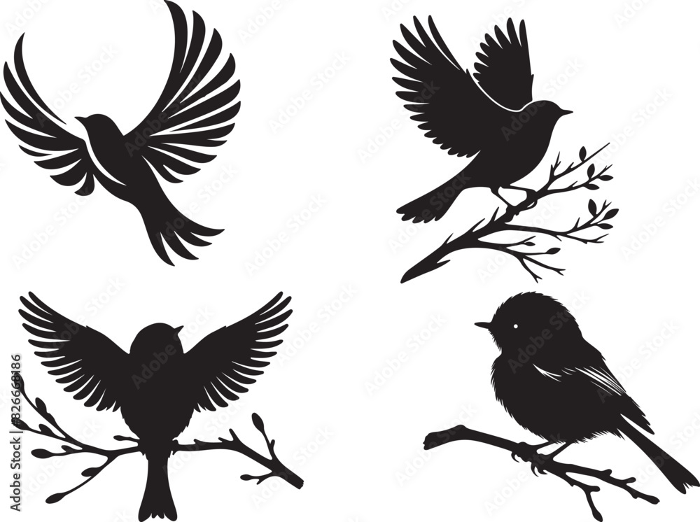 Obraz premium bird silhouette white background 