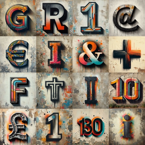 Graffiti style Lettering Typeface. AI generated illustration