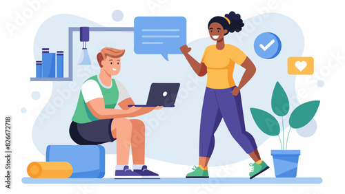 The virtual trainers also provide oneonone coaching and support throughout the workout adjusting the difficulty level and providing modifications for. Vector illustration