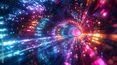 Digital Dreams: Neon Tunnel Illuminating Modern Design