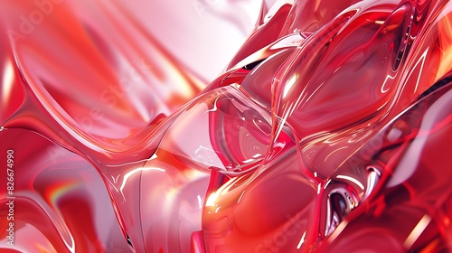 Red fluid shapes. Abstract red liquid. Molten red metal.