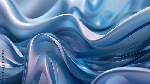Blue and white abstract waves. 3d rendering.