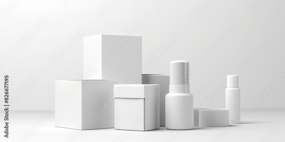 A white box with a white bottle on top of it A white box with a white bottle on top of it
