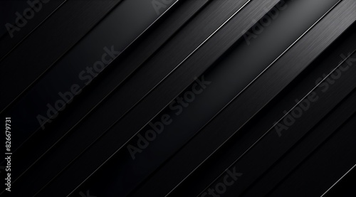Abstract Black Metal Stripes with Light and Shadow, Minimal Banner. Generative AI 　光と影が映える黒のメタルストライプ。ミニマルなバナー向け。11776 X 6528,
