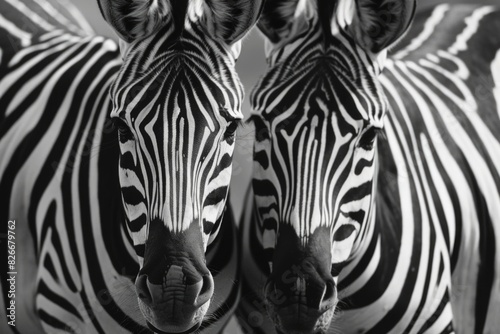 Animal Stripes: Close up of African Herbivore Zebras in Game Reserve © AIGen
