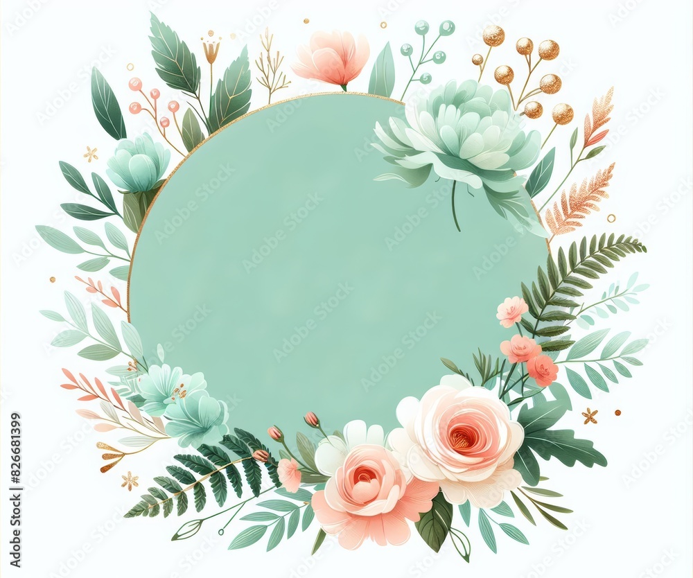 Elegant floral frame with pastel roses and greenery, ideal for weddings, cards, or spring designs. Elegant floral frame with pastel roses and greenery, ideal for weddings, cards, or spring designs.