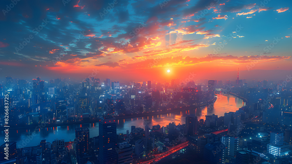 Fototapeta premium sunrise over the city