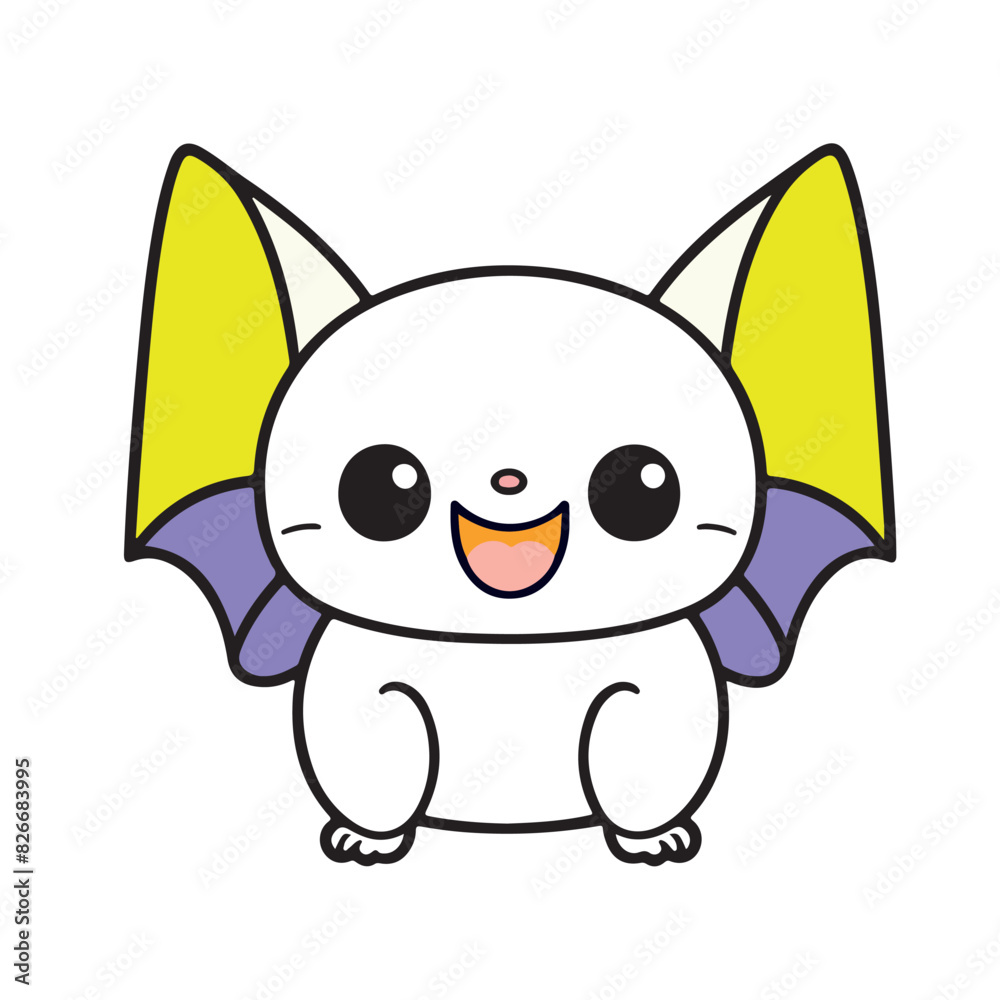 Bat black and white cartoon character design collection. White background. Pets, Animals. Bat black and white cartoon character design collection. White background. Pets, Animals.