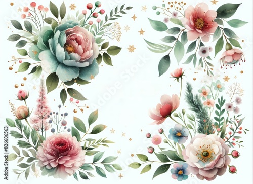 Elegant watercolor floral arrangement for botanical designs, invitations, and home decor.