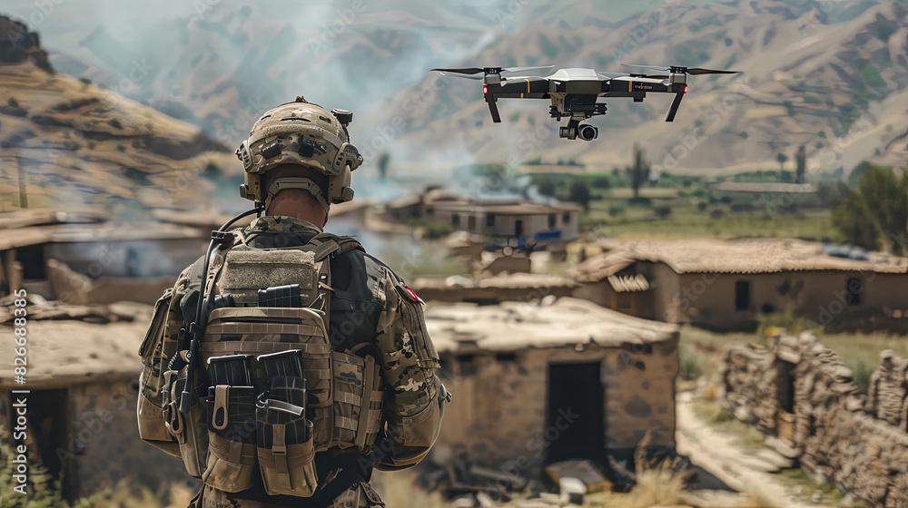 Soldier uses drone for reconnaissance missions Soldier uses drone for reconnaissance missions