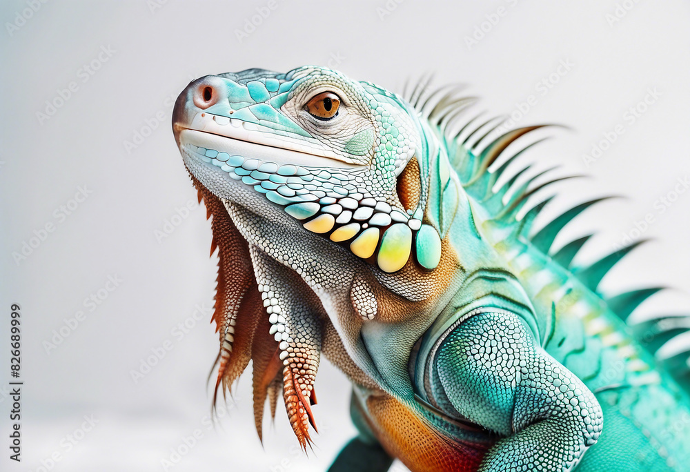 Obraz premium colorful iguana, isolated white background 