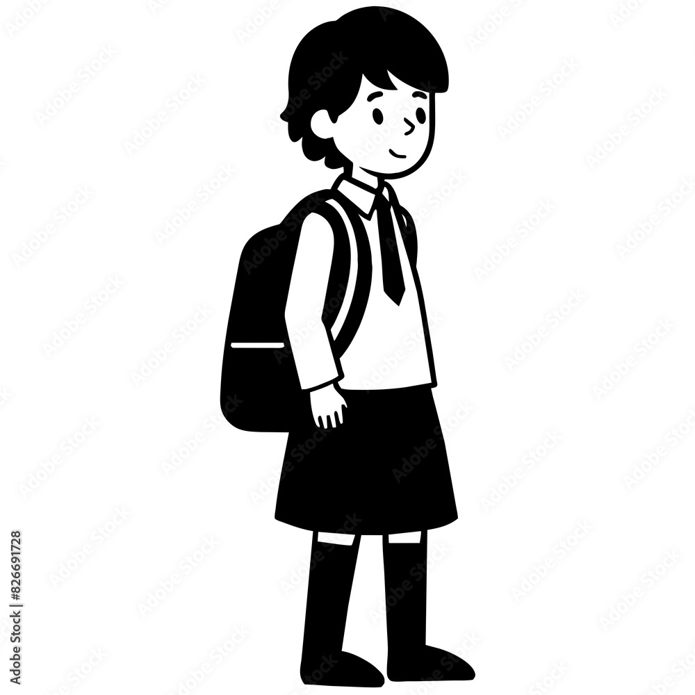 student with uniform vector silhouette illustration student with uniform vector silhouette illustration